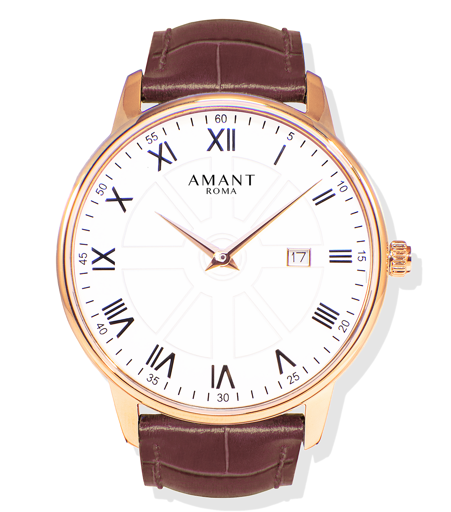 Montre Amant Roma – Ultra Slim 7 mm, Acier Inoxydable, Verre Saphir, Bracelet Cuir Italien, Étanche 5 ATM, Chiffres Romains