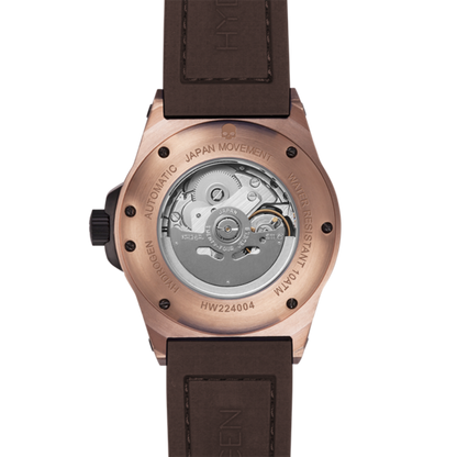 Montre Otto Brown Rose Gold – Acier Or Rose, Cadran Marron, Bracelet Silicone Marron & Fibre Carbone