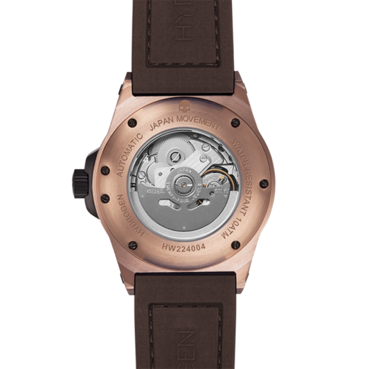 Montre Otto Brown Rose Gold – Acier Or Rose, Cadran Marron, Bracelet Silicone Marron & Fibre Carbone