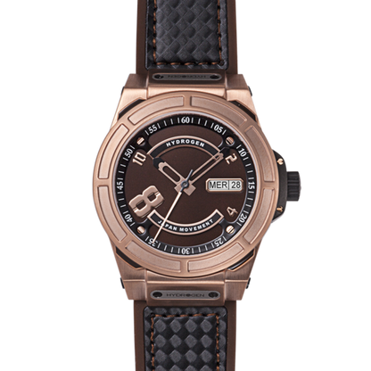 Montre Otto Brown Rose Gold – Acier Or Rose, Cadran Marron, Bracelet Silicone Marron & Fibre Carbone