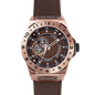 Montre Vento Brown Rose Gold (HW424402) – Automatique GMT Japon, Acier Or Rose, Cadran Marron, Bracelet Silicone Marron