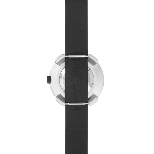 Montre Vista Roman Silver Black – Acier Inoxydable, Cadran Noir, Bracelet Silicone Noir Monobloc