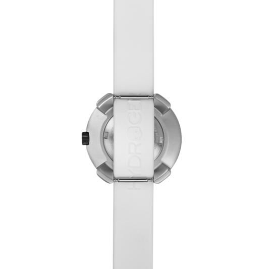 Montre Vista Roman Silver White (Ø 29 mm) – Acier Inoxydable, Cadran Argent Brossé, Bracelet Silicone Blanc