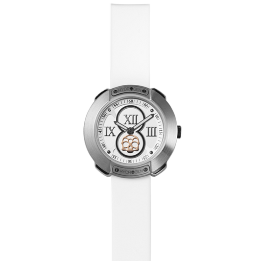 Montre Vista Roman Silver White (Ø 29 mm) – Acier Inoxydable, Cadran Argent Brossé, Bracelet Silicone Blanc